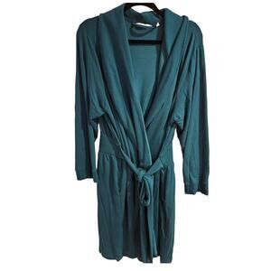 Soft Surroundings 1x Xl Teal Belted Viscose Robe 237 House Coat Mumu plus size